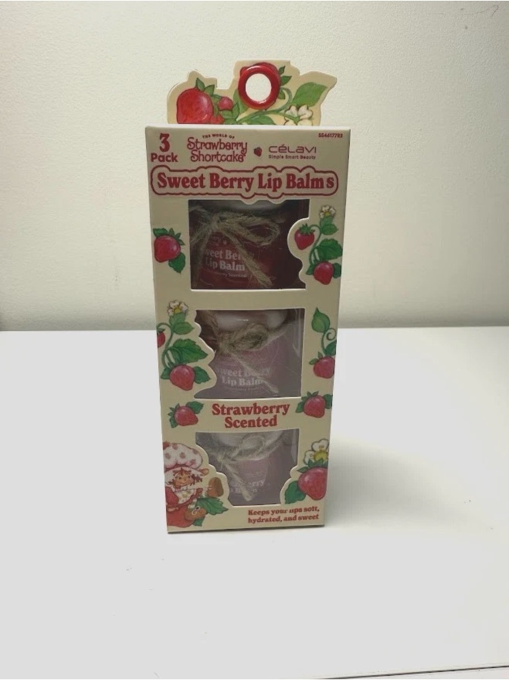 Strawberry Shortcake X Celavi Lip Balm Jars 3pk Scented Tinted